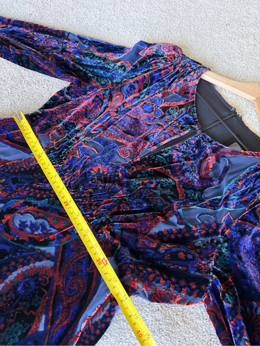 Anthropologie Burnout Velvet Paisley Maxi Dress Blue Purple Size 10 - Picture 14 of 16